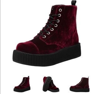 Velvet platform combat boots  size 5